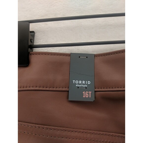 Torrid Perfect Skinny Faux Leather High Rise Pants 16T NWT Root Beer/Brown - Picture 13 of 13